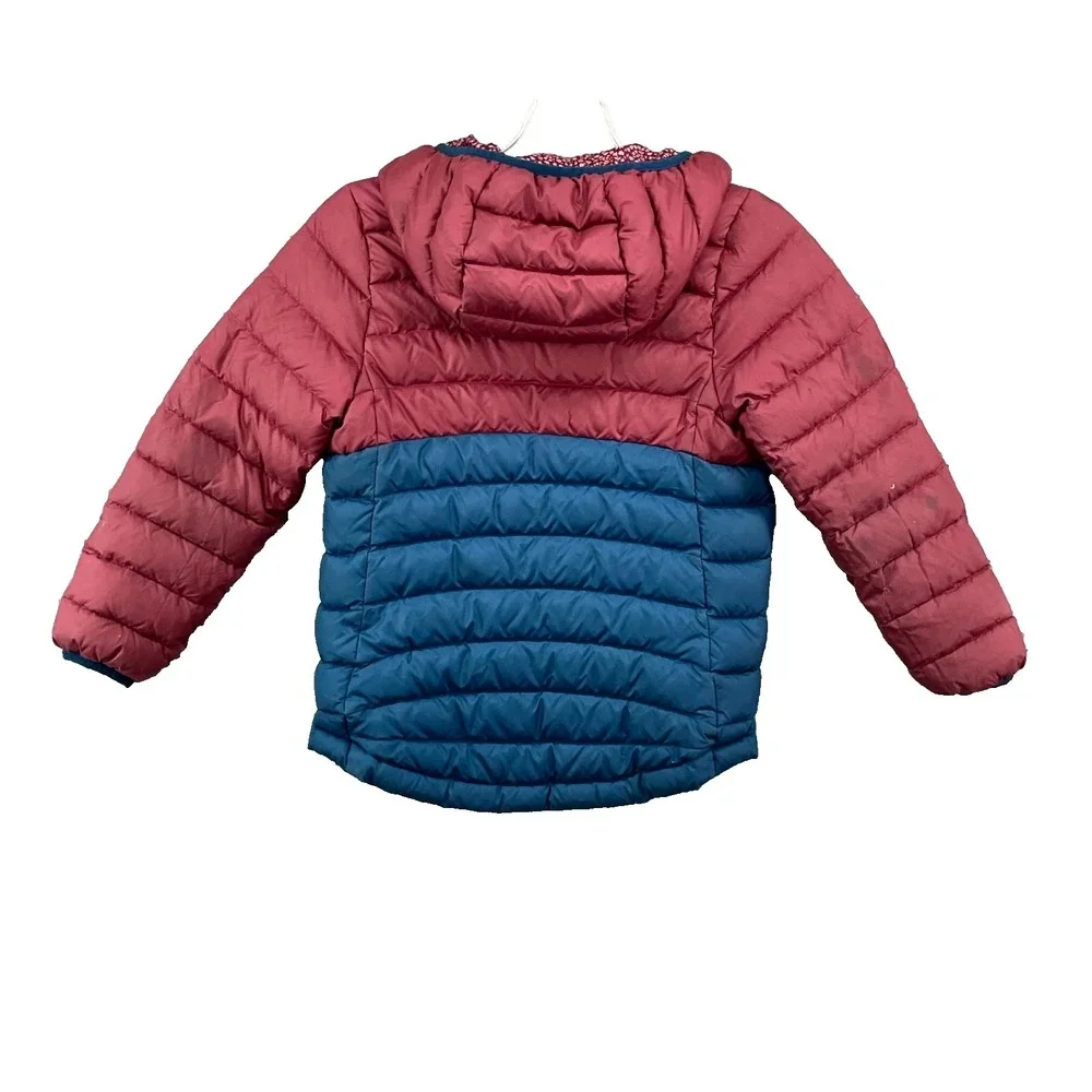 Patagonia Reversible Down Sweater Hoody Jacket Girls 5-7 Puffer Windproof Travel